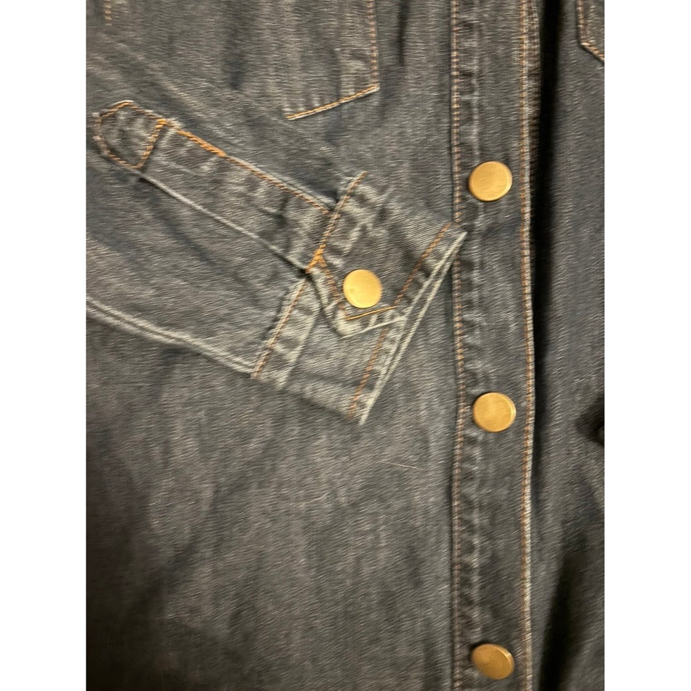 Blue B Women's Dark Wash Studded Keyhole Long Sleeve Snap Denim Shirt M - Picture 3 of 7